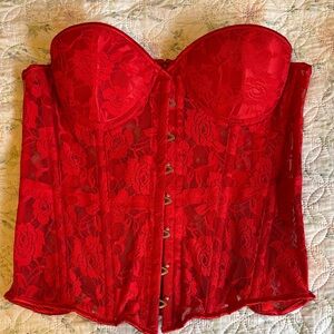 Daisy Corsets Red Floral Lace Bustier